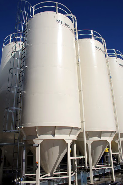 Grain Silos For grain storage, there are six tanks total hol